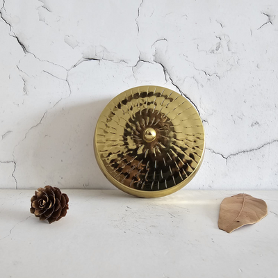 Diya with Lotus Lid - Gold