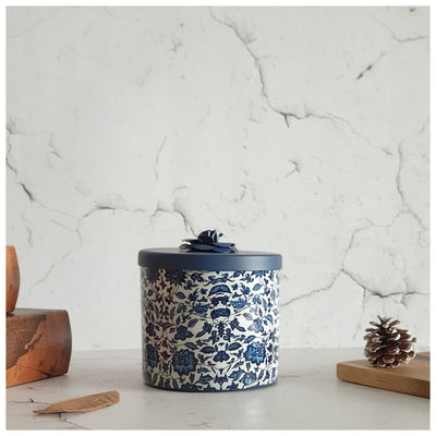 Scented Candle - Large - Indigo Blue Floral - Vanilla